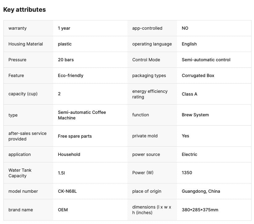 Automatic Italian American Coffee Machine for Home Use 19 Bar Pressure Plastic Electric Source for Capsules Powder Coffee