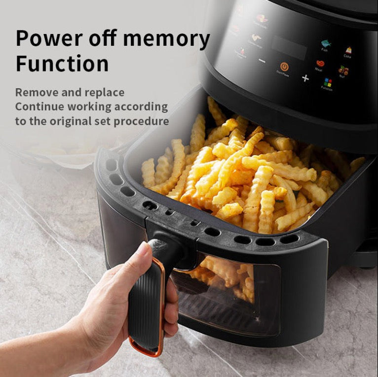 Modern 6L Square Visual Air Fryer Automatic Power-Off & Digital Control Household Multifunctional Electric Fryer Made of Plastic