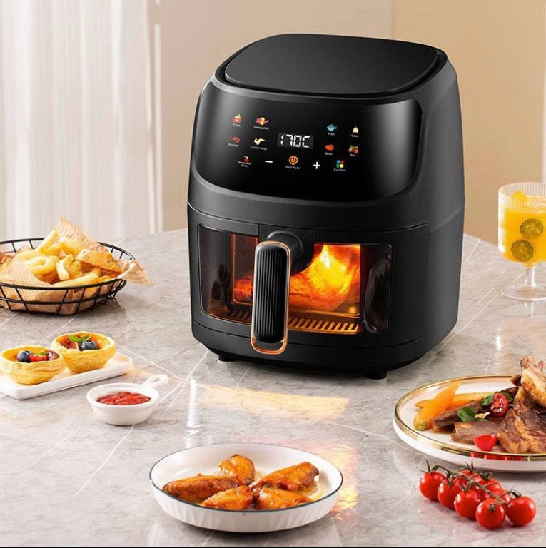 Modern 6L Square Visual Air Fryer Automatic Power-Off & Digital Control Household Multifunctional Electric Fryer Made of Plastic
