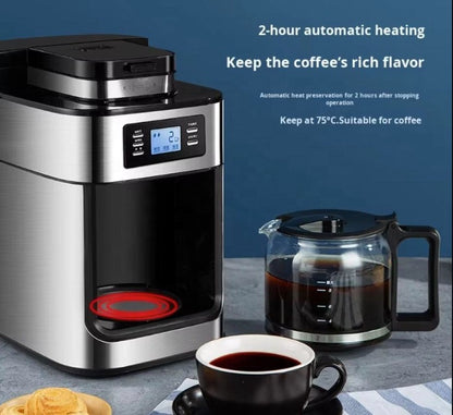 Small Home Office American Drip Coffee Pot Fully Automatic Freshly Ground Coffee Machine Integrated Grinder Electric