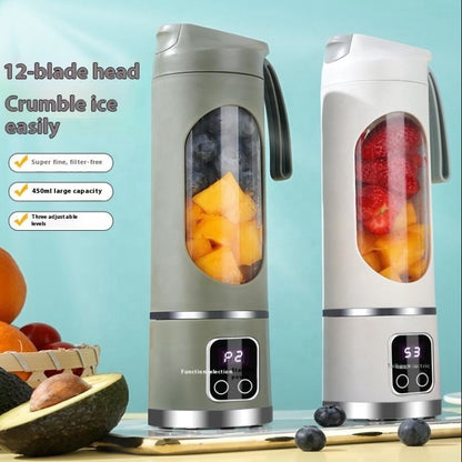 Cross-Border Portable Juicer 12 Stainless Steel Knives USB Rechargeable Household Crushed Ice Juice Cup for Outdoor Activities