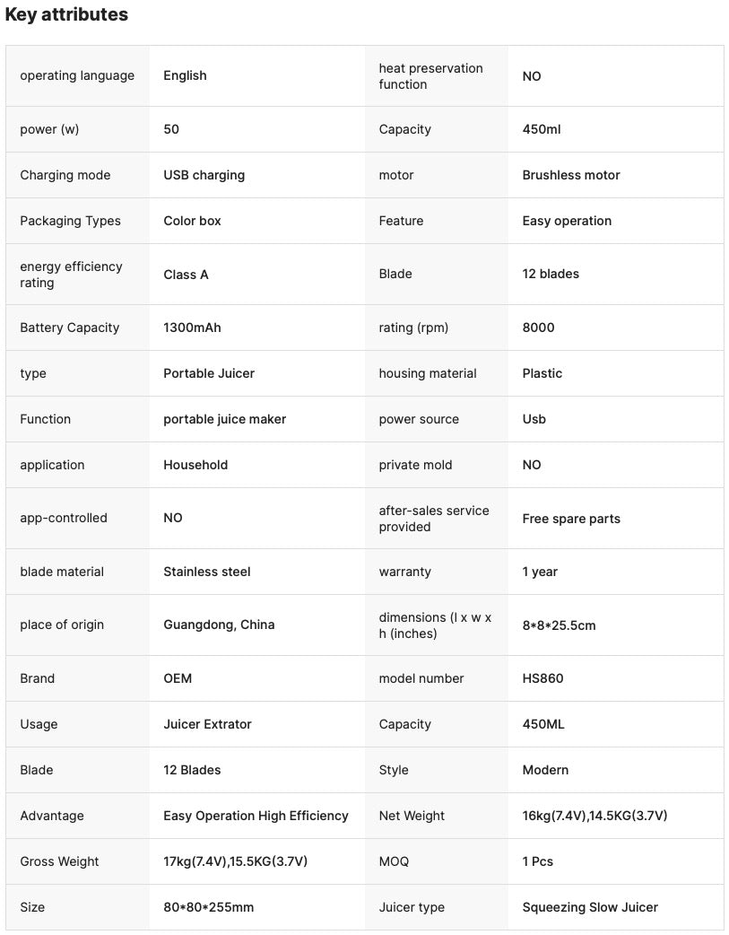 Cross-Border Portable Juicer 12 Stainless Steel Knives USB Rechargeable Household Crushed Ice Juice Cup for Outdoor Activities